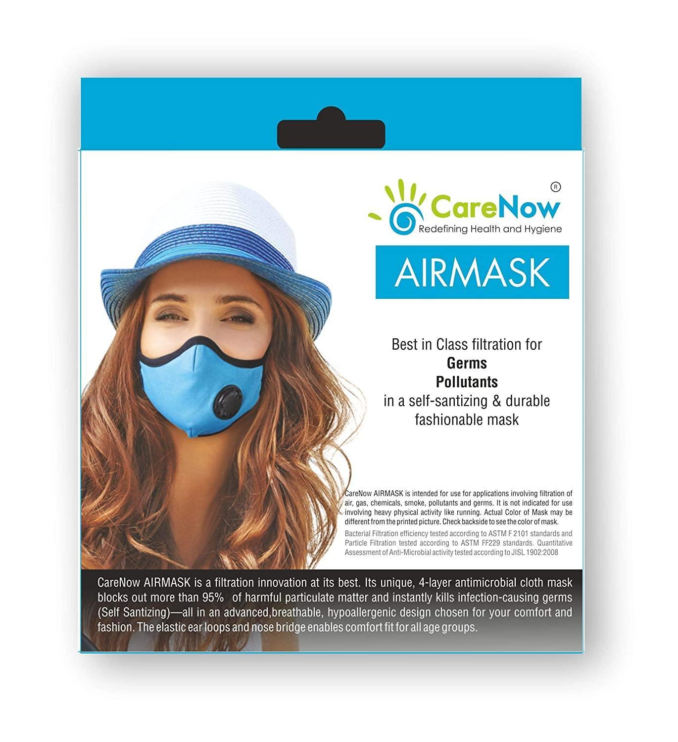 CareNow AIRMASK Premium Quality Mask Best Filtration for Germs and Pollutants - Self Sanitizing & Re-usable upto 1 year-Health & Personal Care-dealsplant