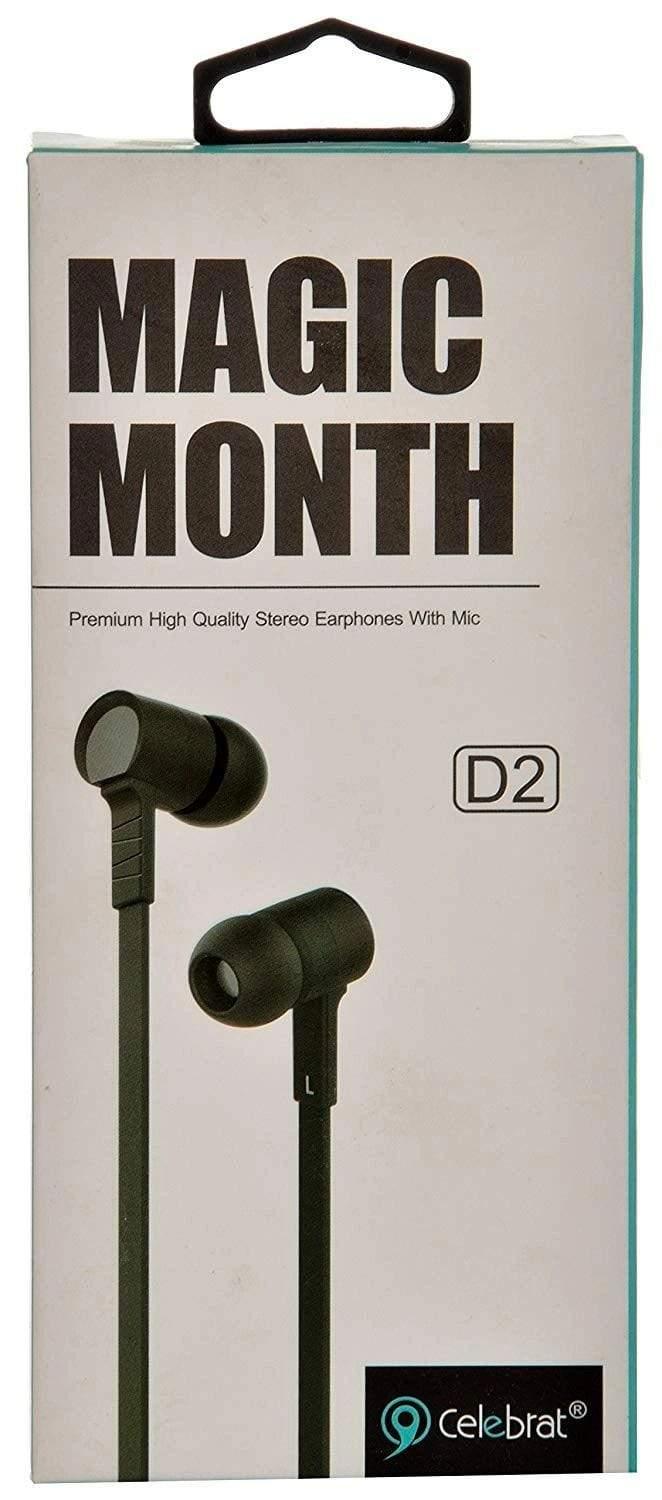 Celebrat D2 Premium Stereo Earphones with Mic (Black)-Earphones-dealsplant