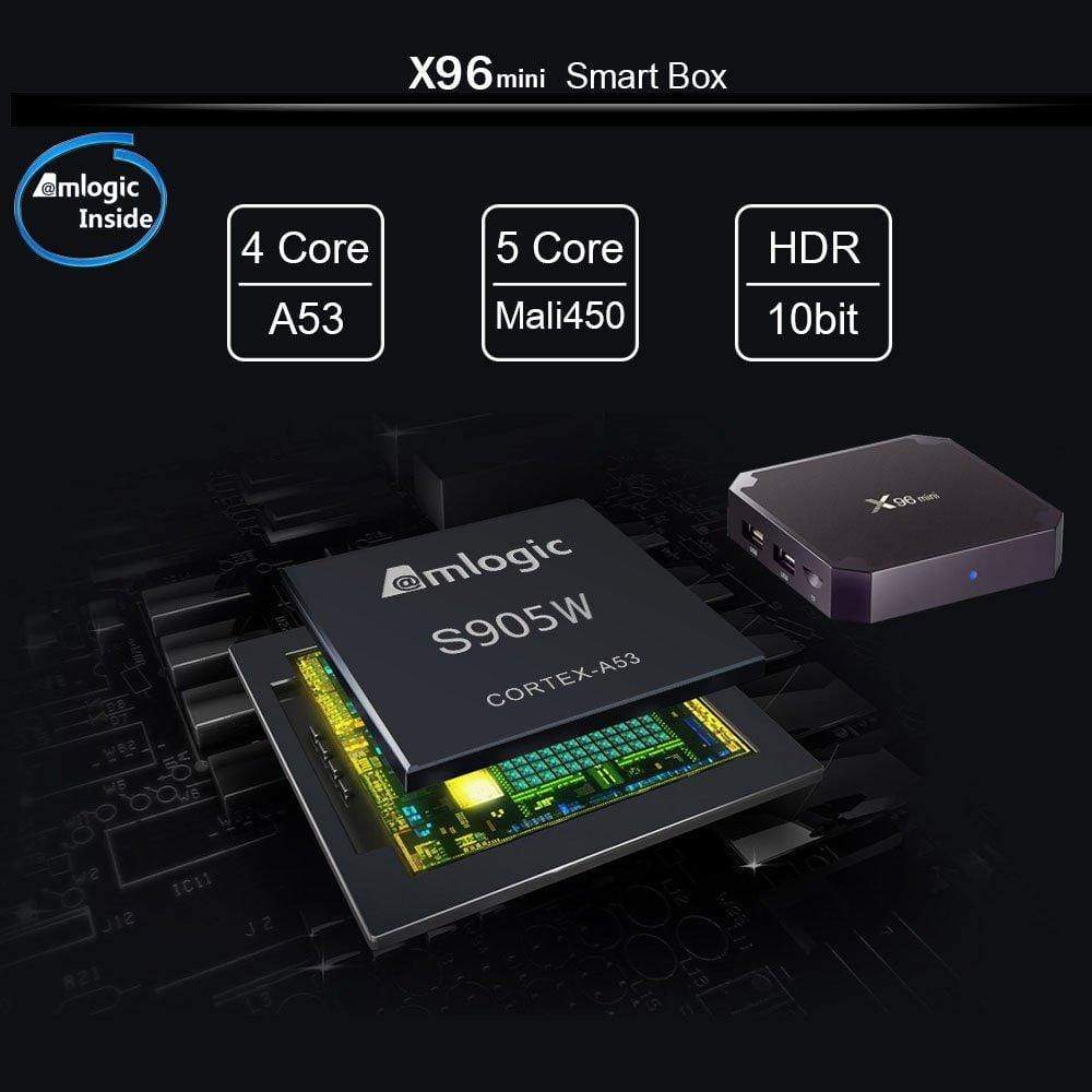 X96 Mini 1GB RAM / 8GB ROM 4K UHD Smart Android TV BOX 64 Bit Quad Core Wi-Fi 1080P With inbuilt Miracast Phone Mirroring-Audio & Home Entertainment-dealsplant