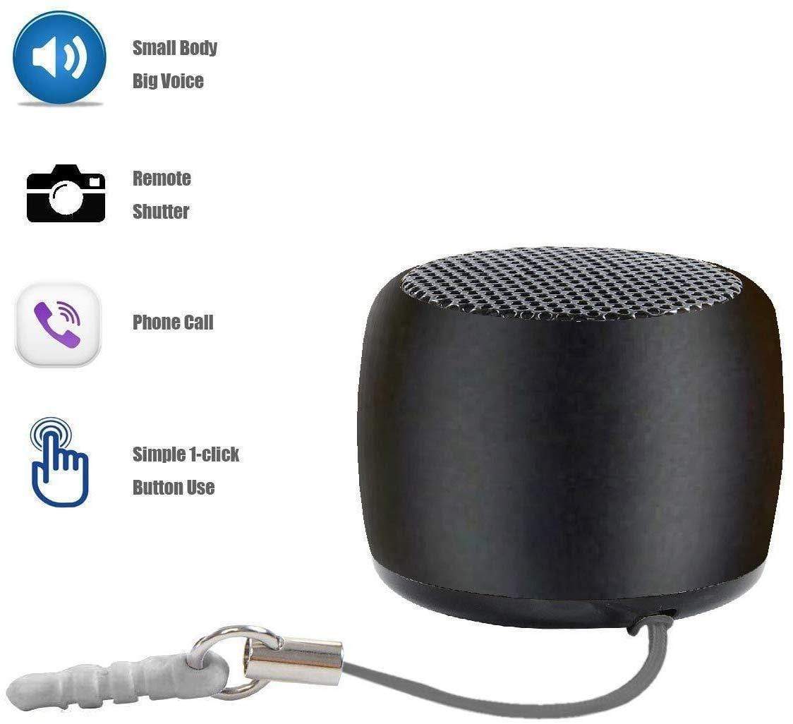 Rock Nano Wireless Bluetooth Speaker with Built-in Mic and Selfie Remote High Bass - World's Smallest Speaker-Bluetooth Speakers-dealsplant