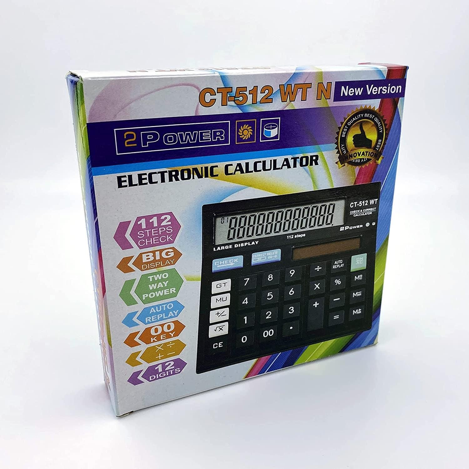 Generic CT 512 WT N Basic Calculator New Version with Big Display 112 Steps Check Two Way Power-Calculators-dealsplant