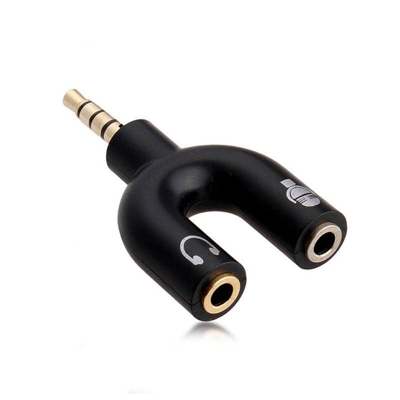 Dealsplant Premium 3.5mm Jack Splitter Male to 2 Female Mic & Earphone U Shape Stereo Audio Splitter Adapter (Multi Color)-Converters-dealsplant
