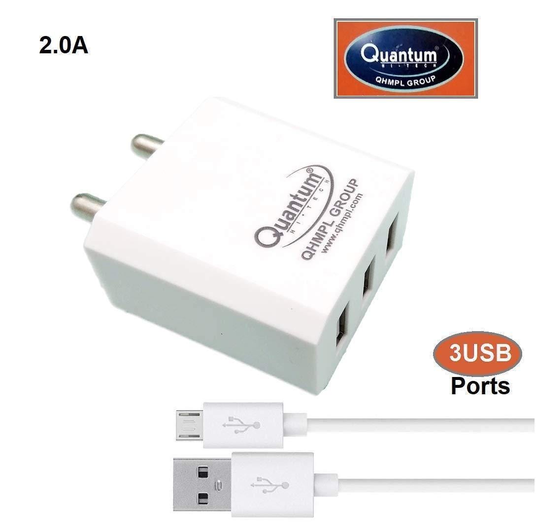 Quantum 3 Ports 2.4AMP QHMPL Mobile USB Charger (QHM2400-3U)-Datacable & Chargers-dealsplant