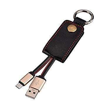 Dealsplant Leather Finish Short Power Bank Micro USB V8 Cable with Leather Keychain for Android Phones (Color May Vary)-Datacable-dealsplant