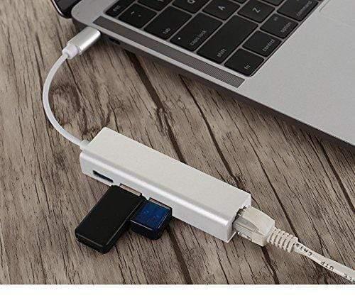 Dealsplant USB C-3-Port USB 2.0 Hub with RJ-45 Adaptor - Type-C to Gigabit Ethernet LAN Network-Ethernet_ Adapter-dealsplant