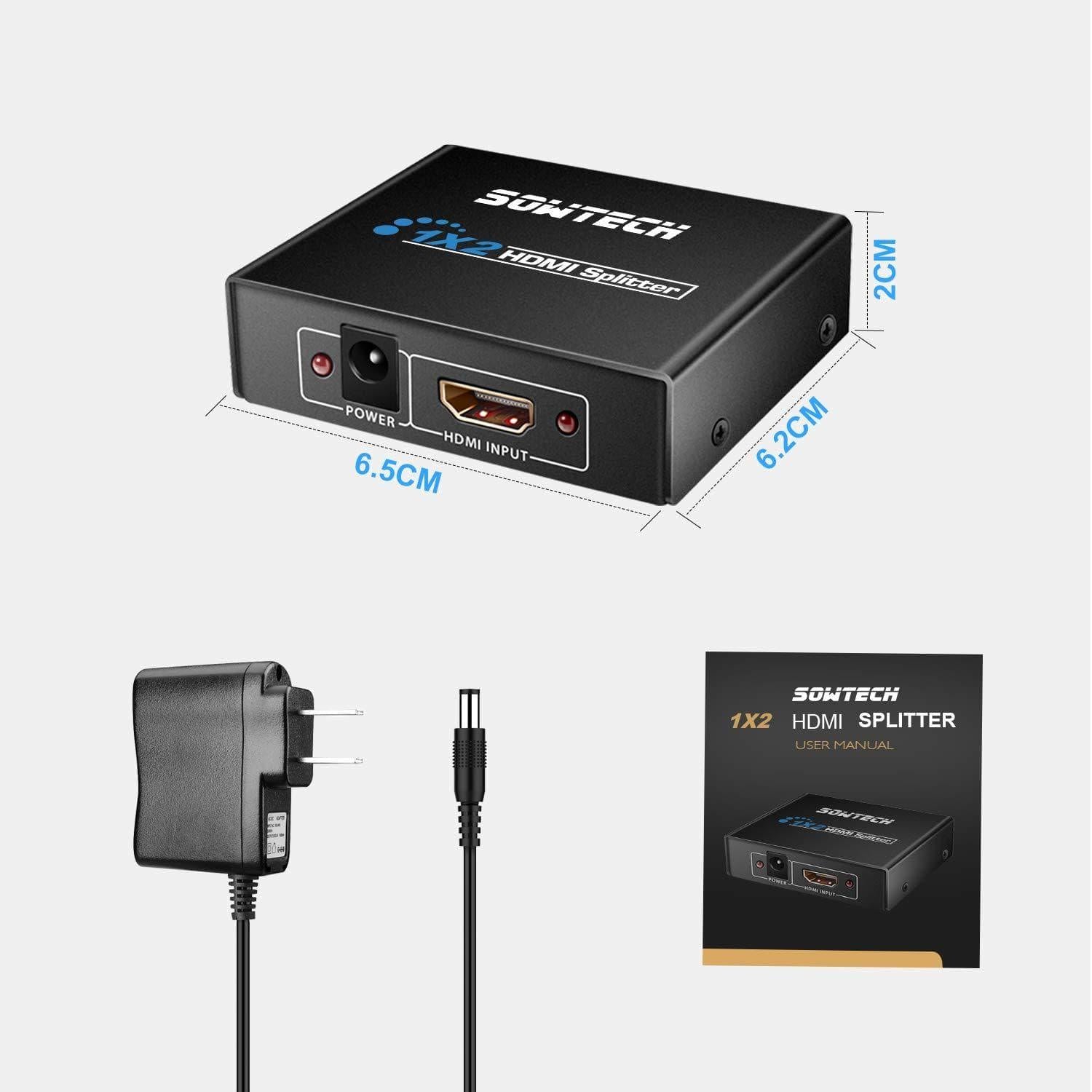 Dealsplant HDMI Splitter 1 in 2 Out Support 3D for Duplicated/Mirror Dual Monitor-HDMI spliter cable-dealsplant