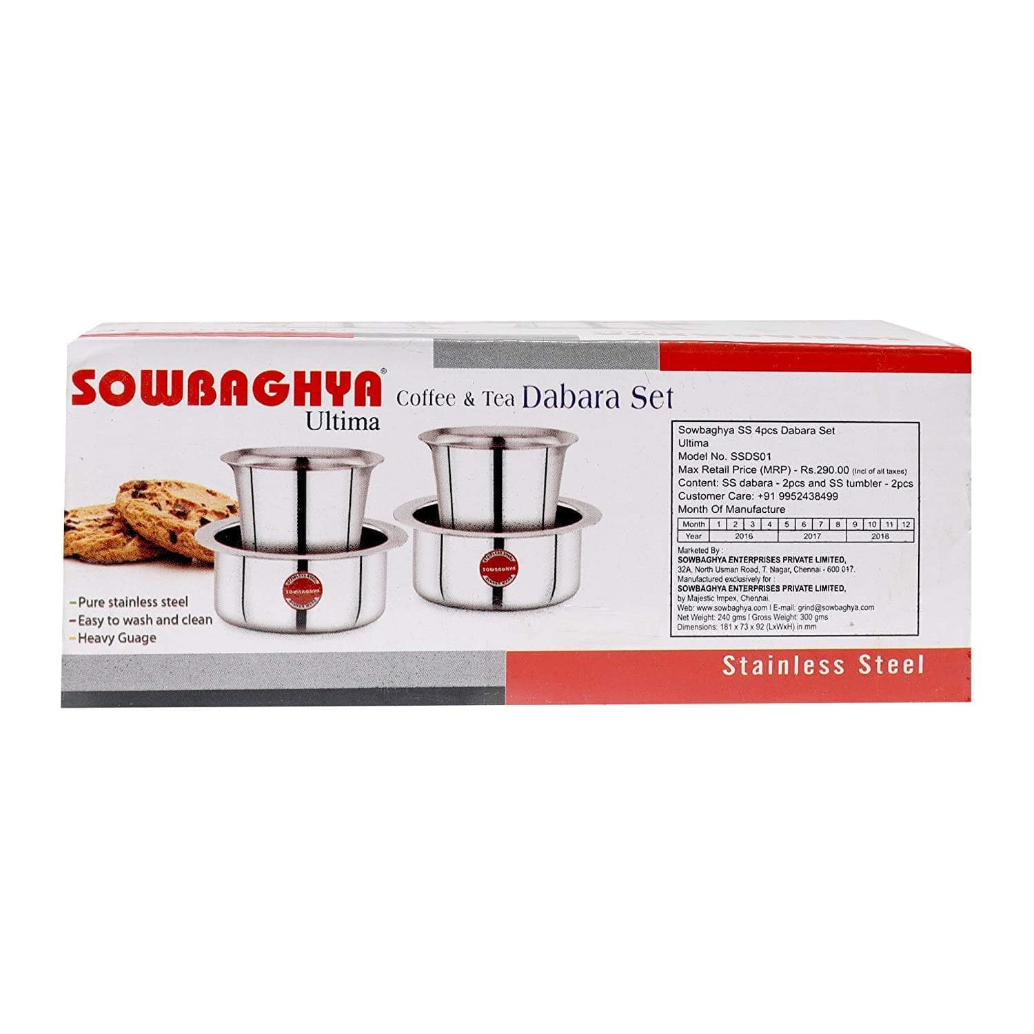 Sowbaghya Ultima SS 4Pcs Dabara Set-Home & Kitchen Appliances-dealsplant