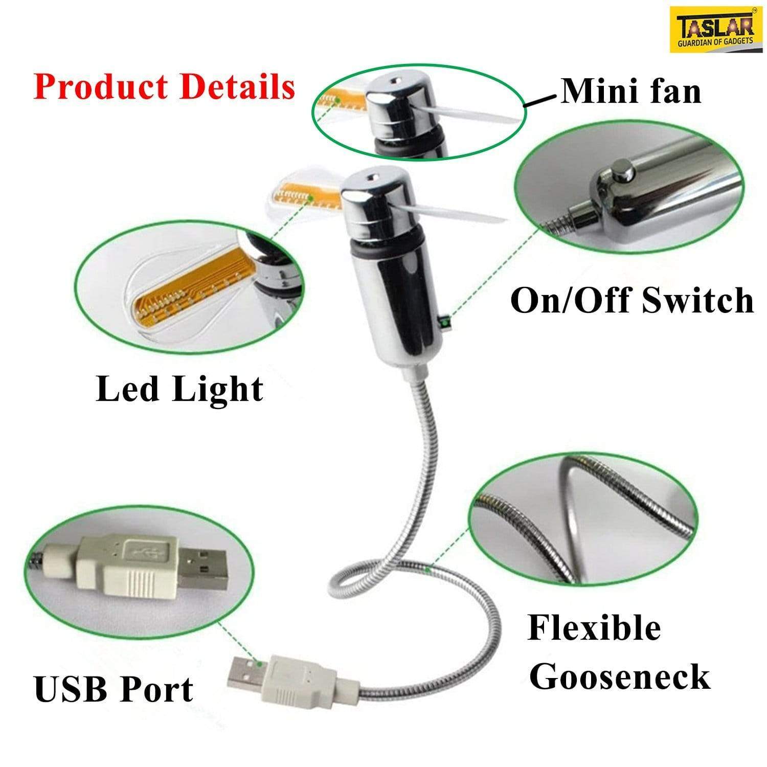 Portable Mini USB Powered LED Cool Flashing Real Time Display Clock Fan-Home & Living-dealsplant