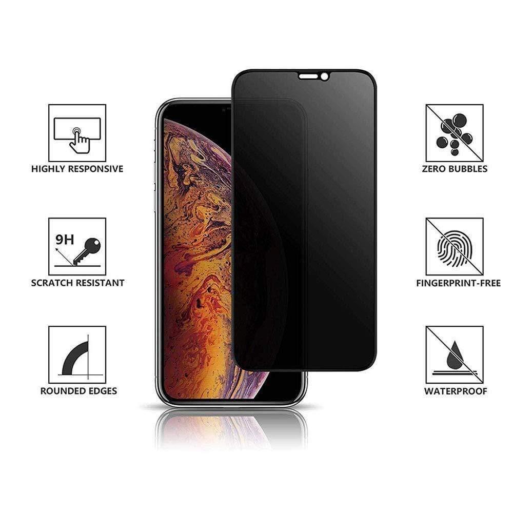 Dealsplant Anti-Spy Privacy Tempered Glass Screen Protector for Apple iPhone X / Xs / 11 Pro Edge to Edge Curved 9H-Screen Protector-dealsplant