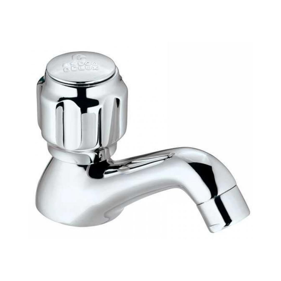 Essco Delux Table Mounted Regular Basin Faucet DLX-CHR-508KN - Chrome Top Lever Basin Cock (Hot & Cold Only)-Table Mounted Regular Basin-dealsplant
