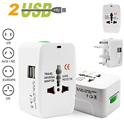Dealsplant Universal Adapter Worldwide Travel Adapter with Built in Dual USB Charger Ports (White)-4 Port USB HUB-dealsplant