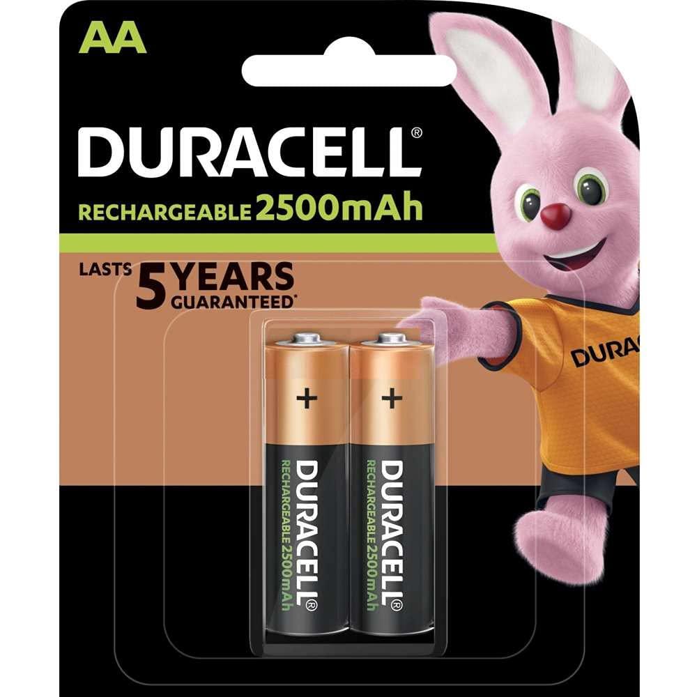 Duracell Rechargeable AA 2500mAh Batteries, Pack of 2-Battery-dealsplant