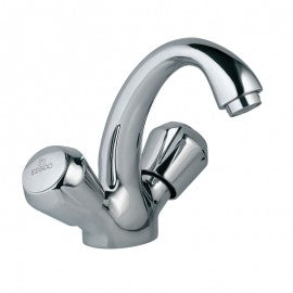 Essco Marvel Central Hole Basin Mixer Faucet MQT-CHR-516AKN with ‘U’ shape Round Casted Spout with 450 mm Long Braided Hoses-Basin Mixer-dealsplant