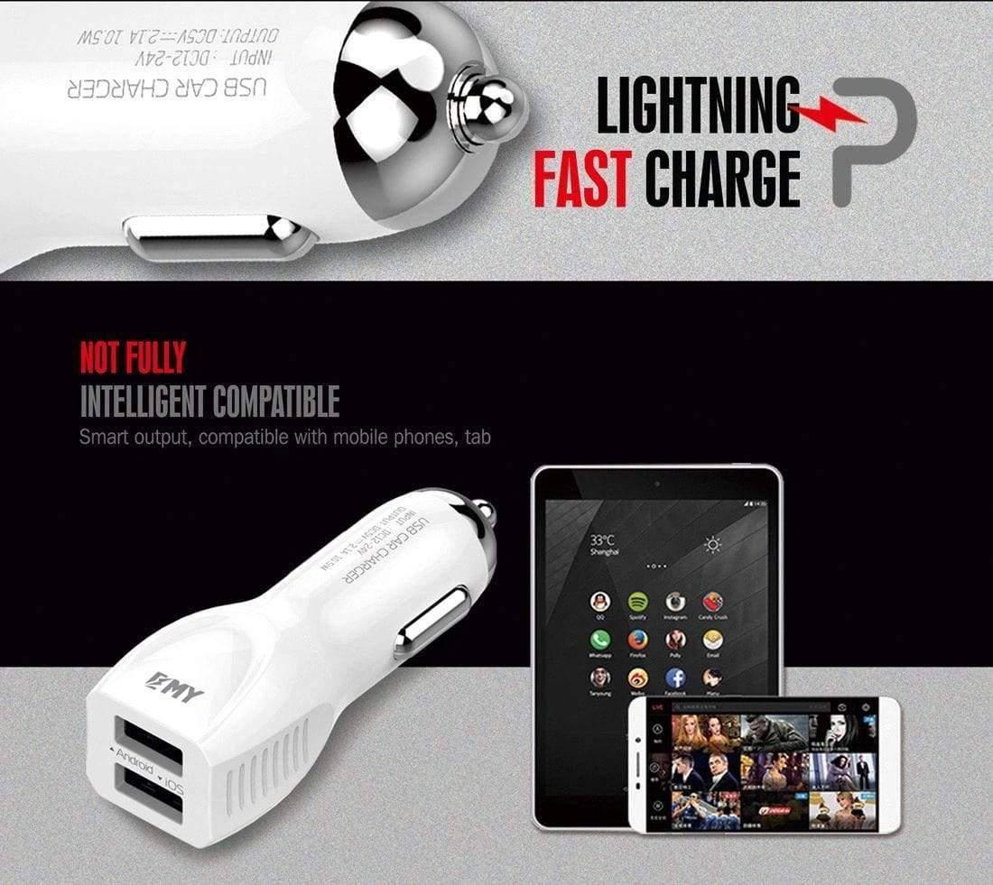 EMY 112 Premium Quality 2.4A Car Charger with Free MicroUSB Cable-Car Accessories-dealsplant