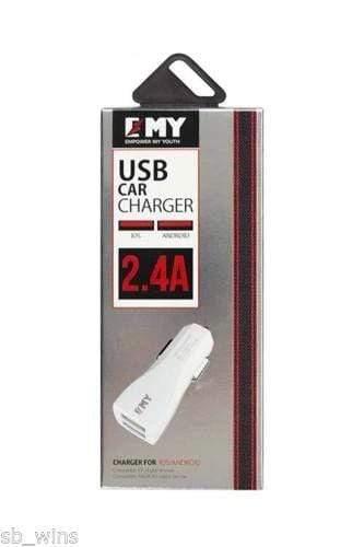 EMY-114 USB car charger with 2 USB Ports for all mobiles tablets-Car Accessories-dealsplant
