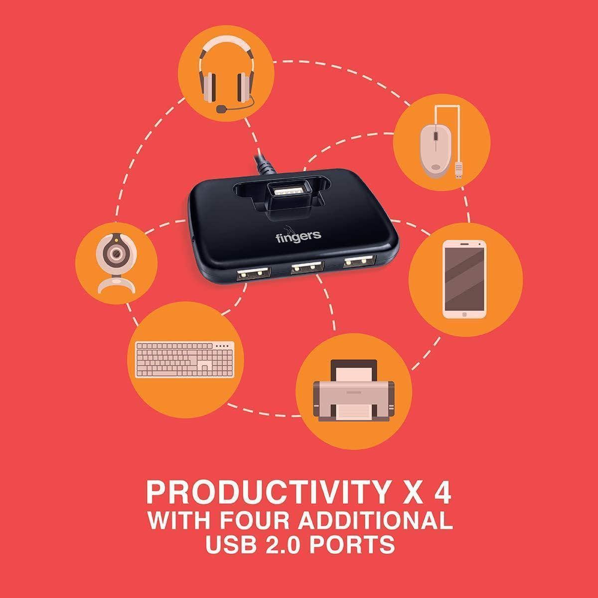 Fingers Quadrant 4-Port USB 2.0-USB Pen drives PORT-dealsplant