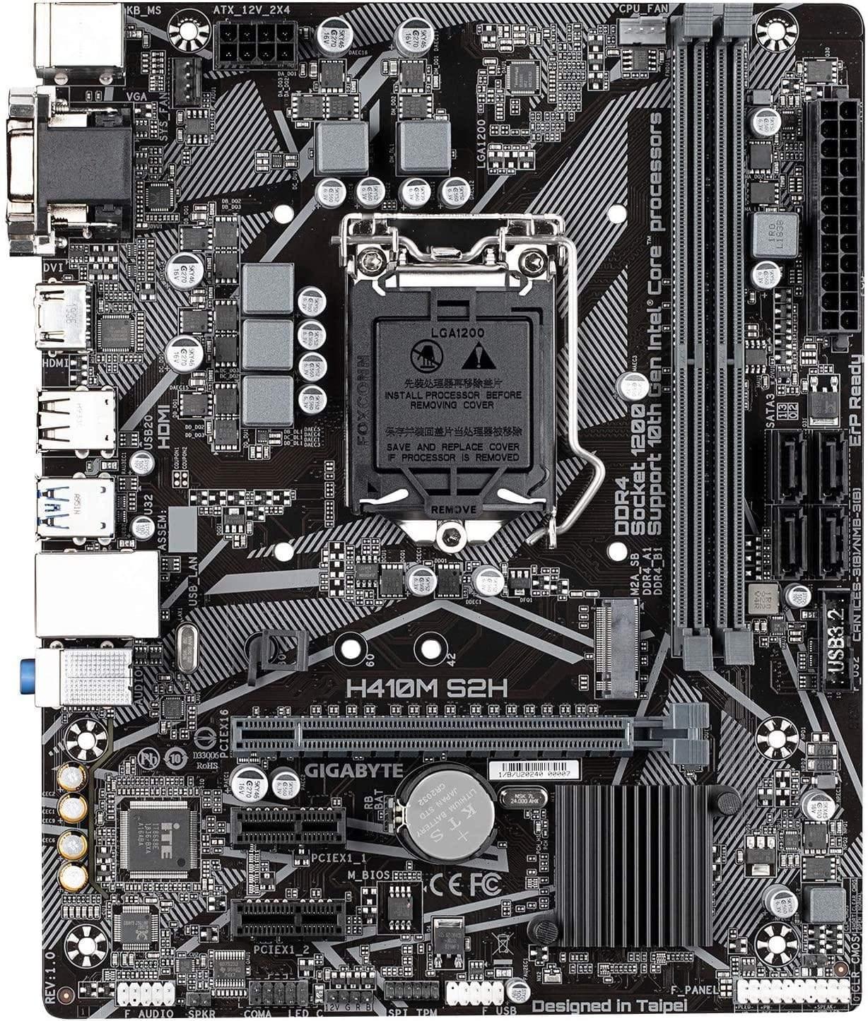 Gigabyte H410M S2H (LGA1200/ Intel/ H410/ Micro ATX/Ultra Durable/M.2/SATA 6Gb/s/8118 Gaming LAN/ DDR4/ HDMI 1.4/ DVI-D/Motherboard)-Mother Boards-dealsplant
