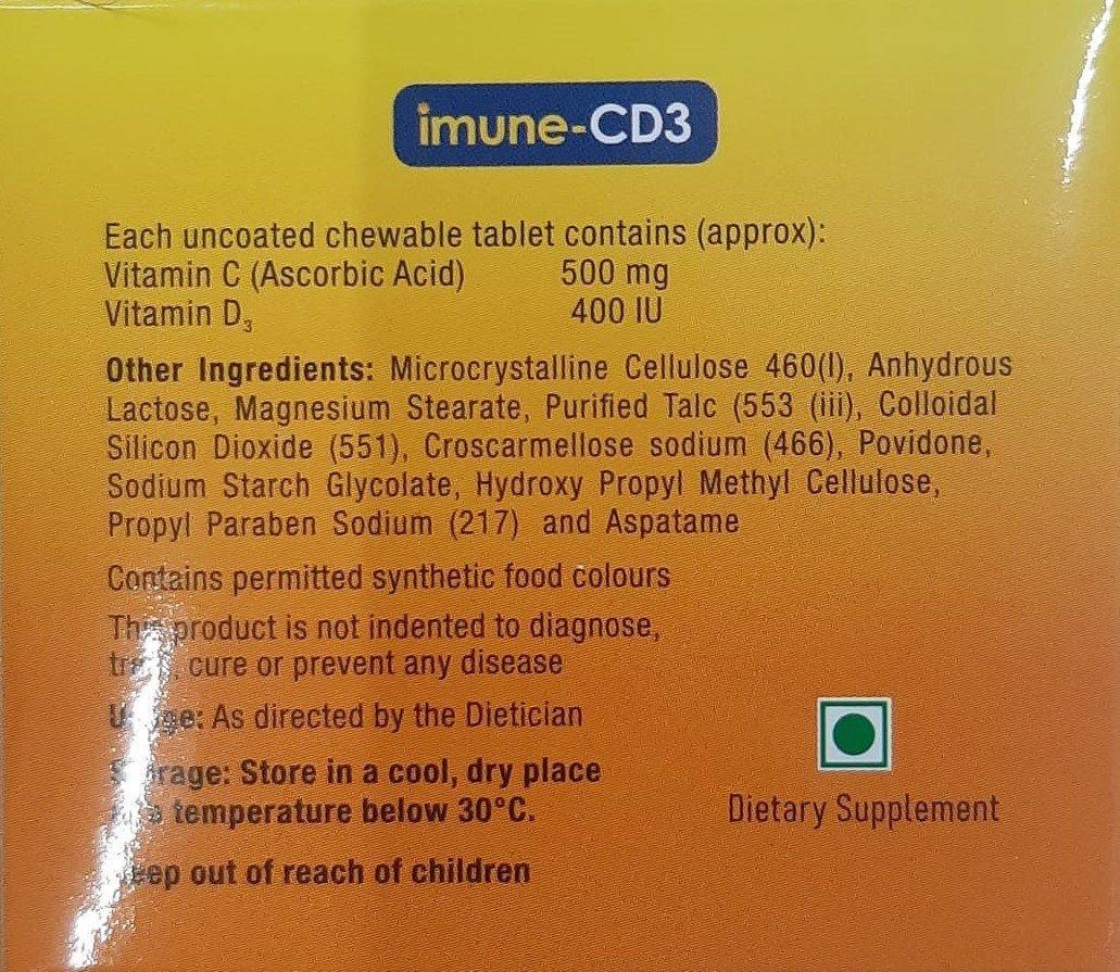 Imune-CD3 Tablets (Vitamin C 500 mg + Vitamin D3 400 IU)-Health & Personal Care-dealsplant