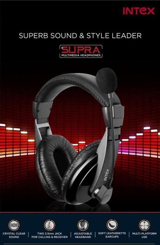 Intex Supra Headphone Wired Headset with Mic and Volume Control (double Pin connectors)-Headphones & Earphones-dealsplant