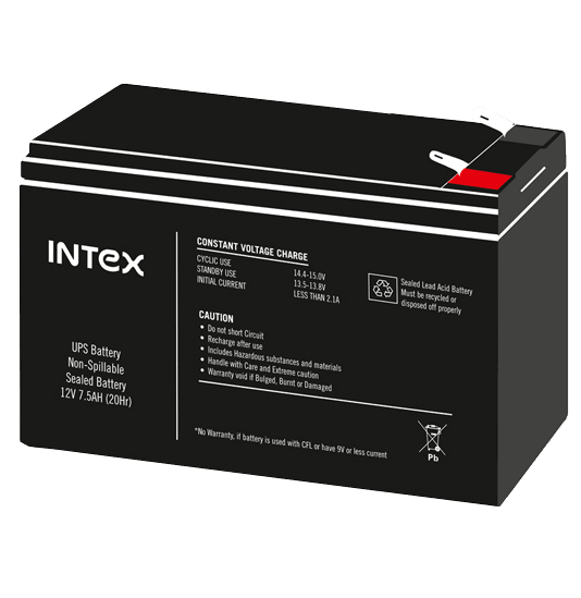 Intex SMF VRLA Battery 12V 7.5AH UPS / Solar Rechargeable Battery-Rechargeable Batteries-dealsplant
