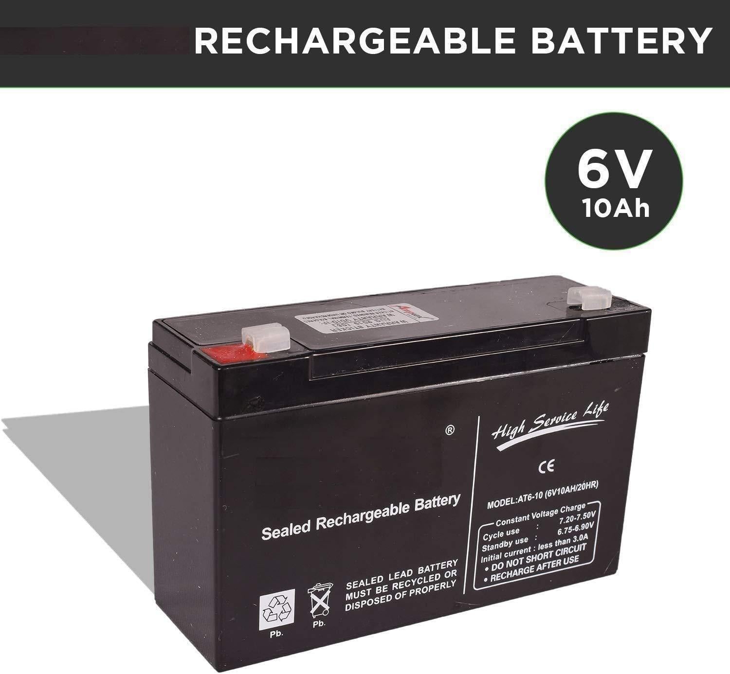 iPower 6V 10AH Rechargeable VRLA Battery for Toys & Scientific Projects-Rechargeable Batteries-dealsplant