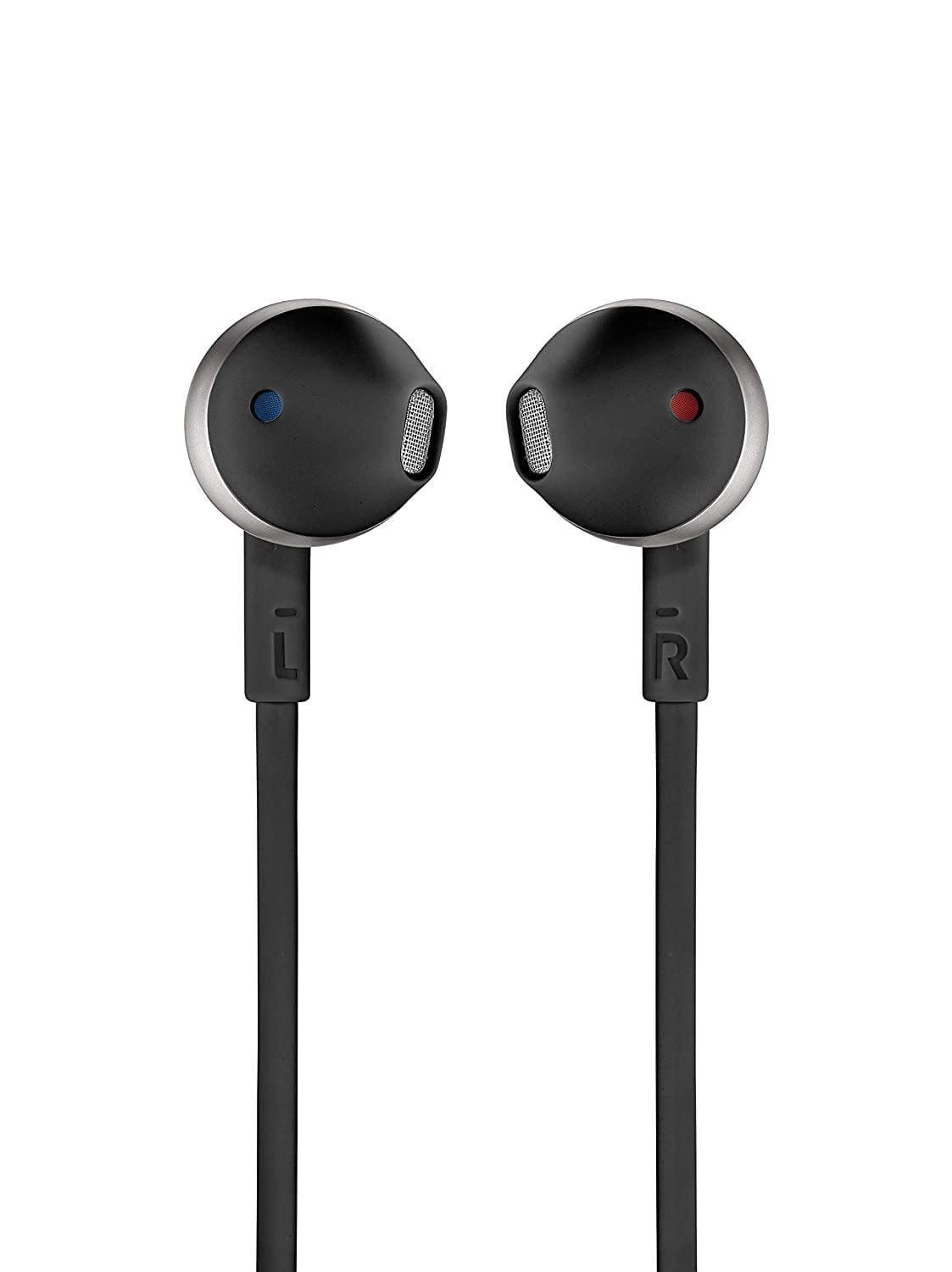 JBL T205BT Pure Bass Wireless Metal Earbud Headphones with Mic (Black)-Bluetooth Headsets-dealsplant