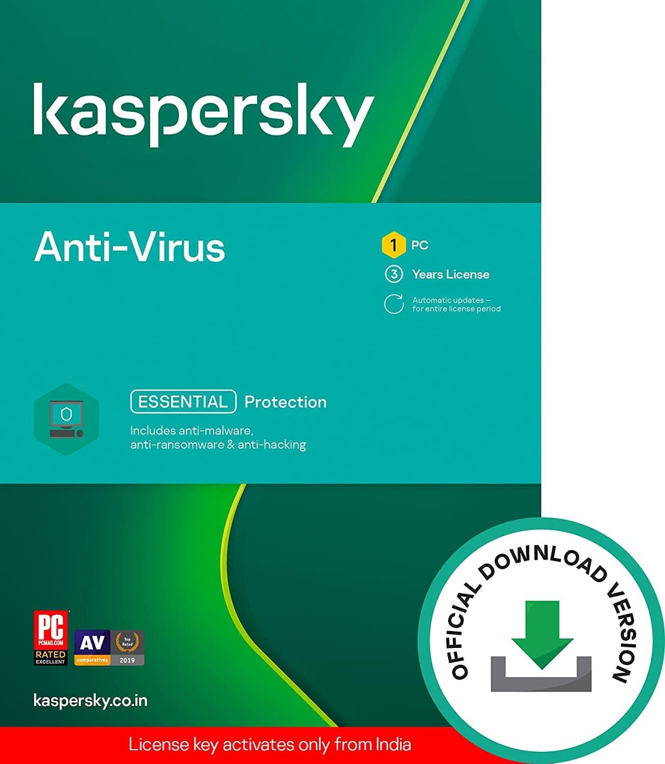 Kaspersky Anti-Virus Latest Version - 1 User, 3 Years (Code emailed in 2 Hours - No CD)-Anti Virus Softwares-dealsplant
