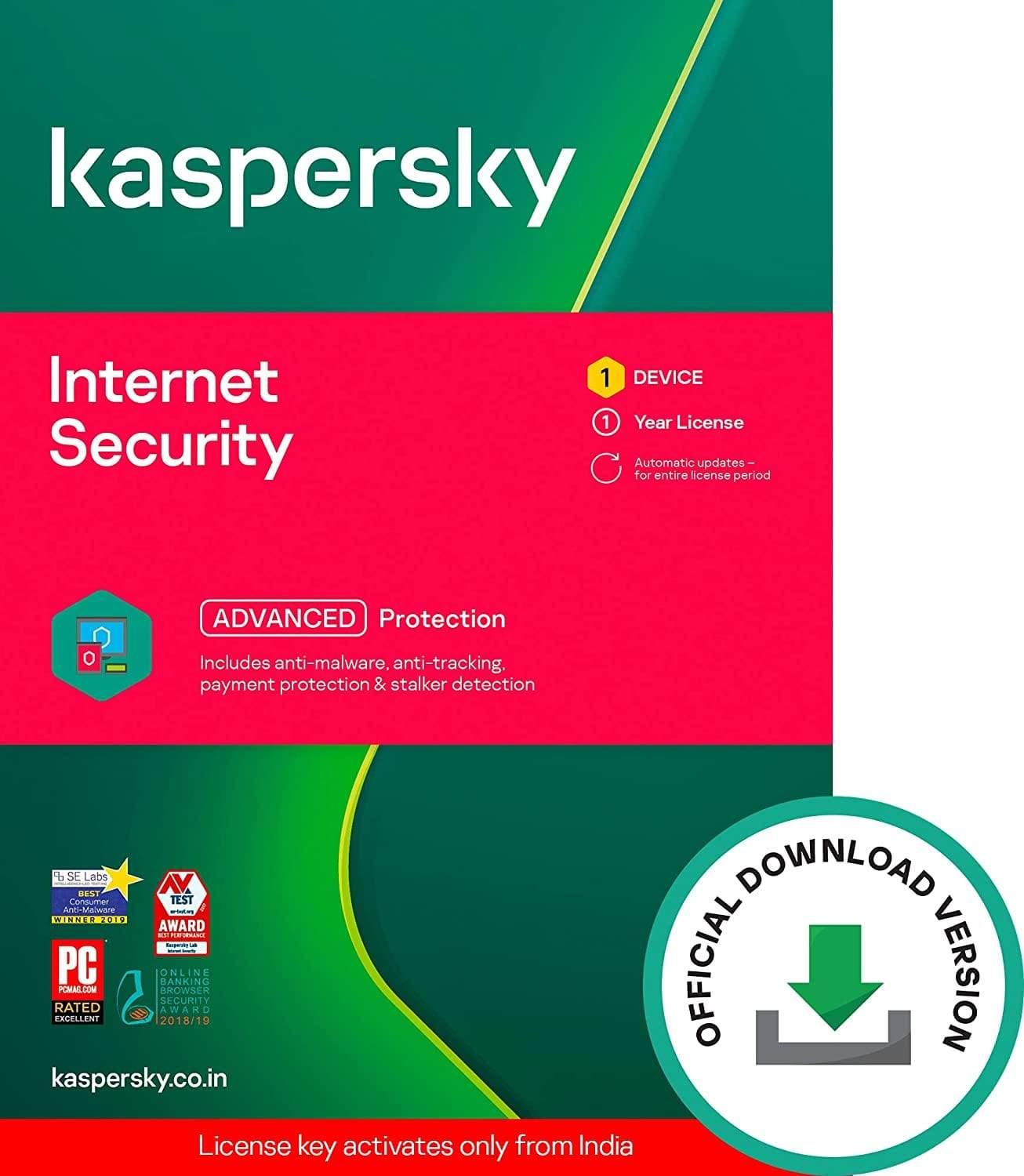 Kaspersky Internet Security Latest Version - 1 PC, 1 Year (Code emailed in 2 Hours - No CD)-Internet Security-dealsplant