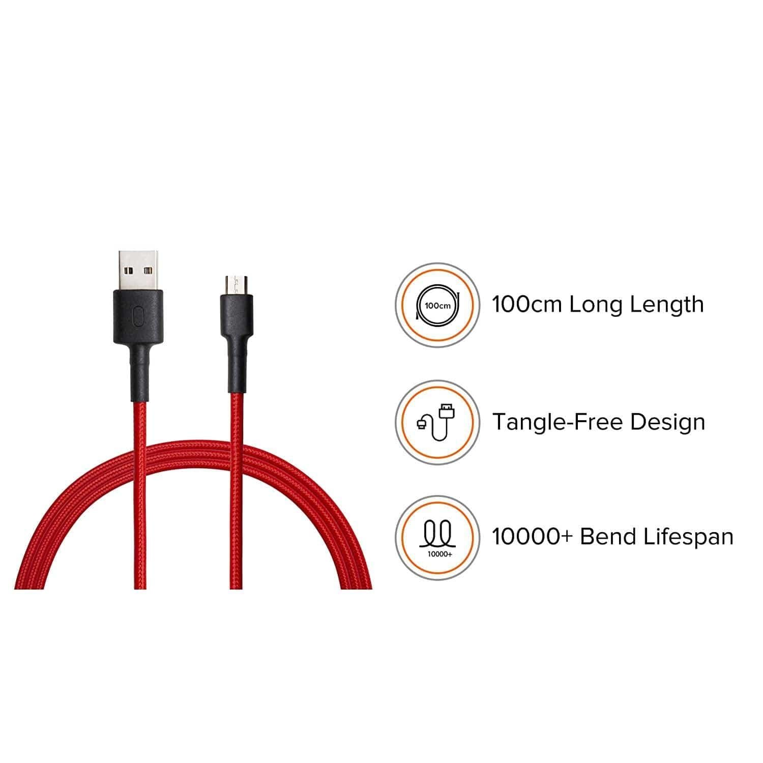 Mi Micro USB Braided Cable 100cm Black/Red-USB Charging Transfer cable-dealsplant