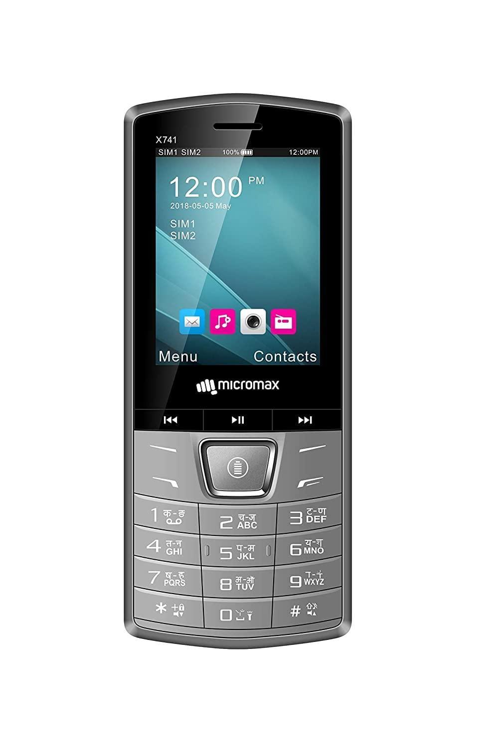 Micromax X741 Mobile Phone Grey with Ultra Bright LED Light-Mobile Phones-dealsplant