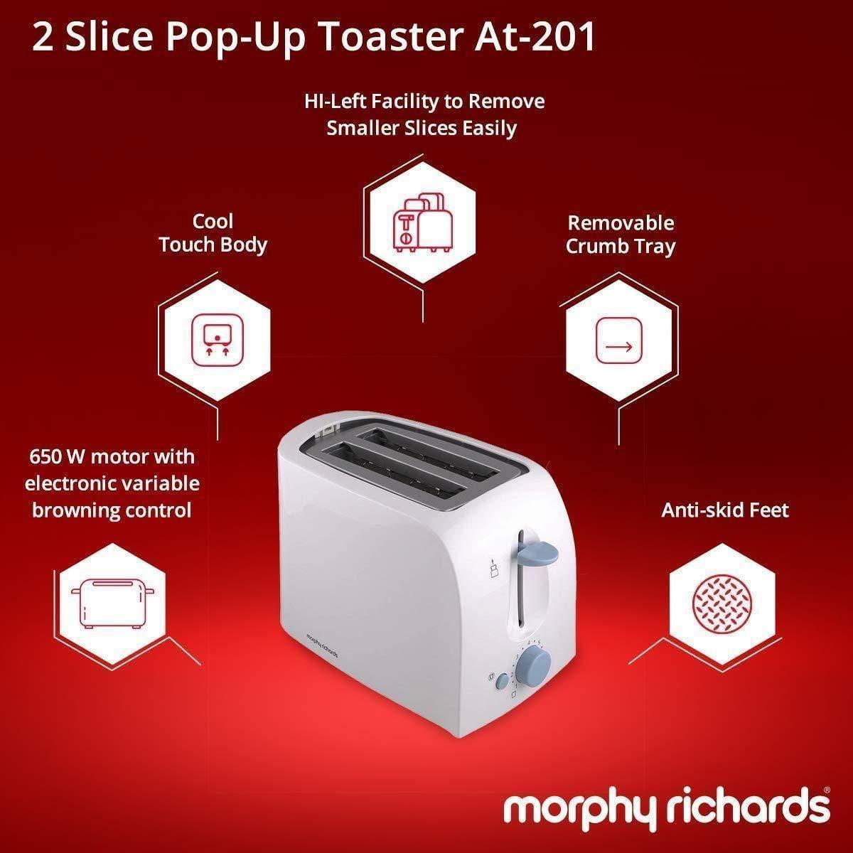 MORPHY RICHARDS 2 SLICE TOASTER AT-201-Home & Kitchen Appliances-dealsplant