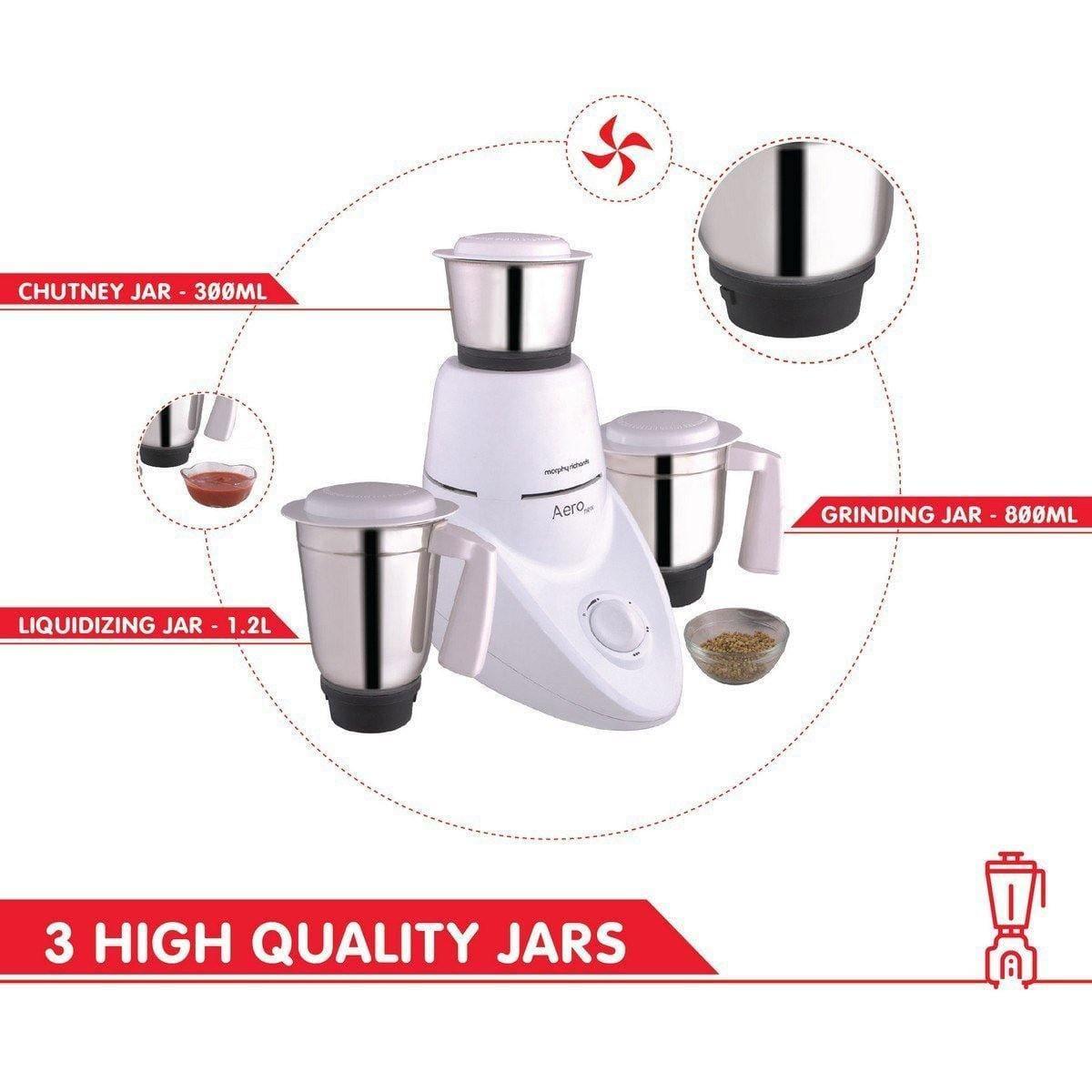 Morphy Richards Aero 500-Watt Mixer Grinder with 3 Jars (White)-Home & Kitchen Appliances-dealsplant