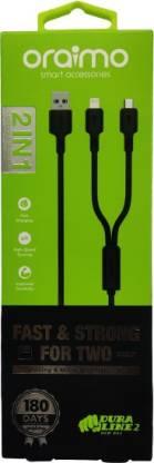 ORAIMO OCD-D62 1 m Lightning Cable (Compatible with 2 IN 1 IPHONE MOBILE CHARGING, MICRO USB PHONES, Black, One Cable)-Charging Cable-dealsplant