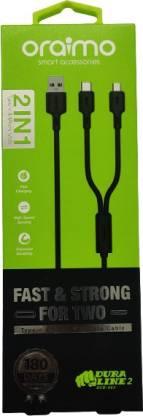 ORAIMO OCD-E62 1 m USB Type C Cable (Compatible with TYPE-C MOBILE PHONES, MICRO USB MOBILE PHONES, Black, One Cable)-Charging Cable-dealsplant