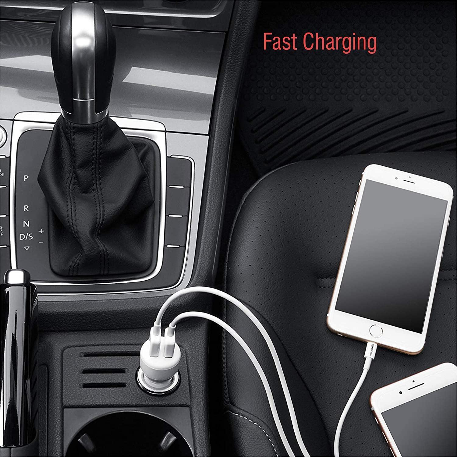 Pebble 2 USB Smart Car Charger with 2.4A Fast Charging (with Cable)-Car charger-dealsplant