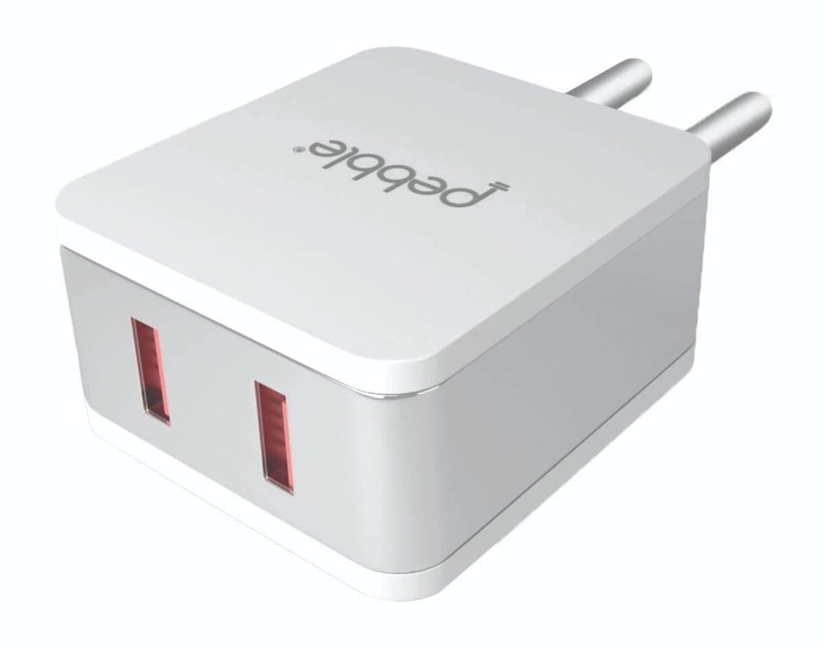 pebble smart usb charger with 2.4-A fast charger and 2-output with micro usb cable-Chargers-dealsplant