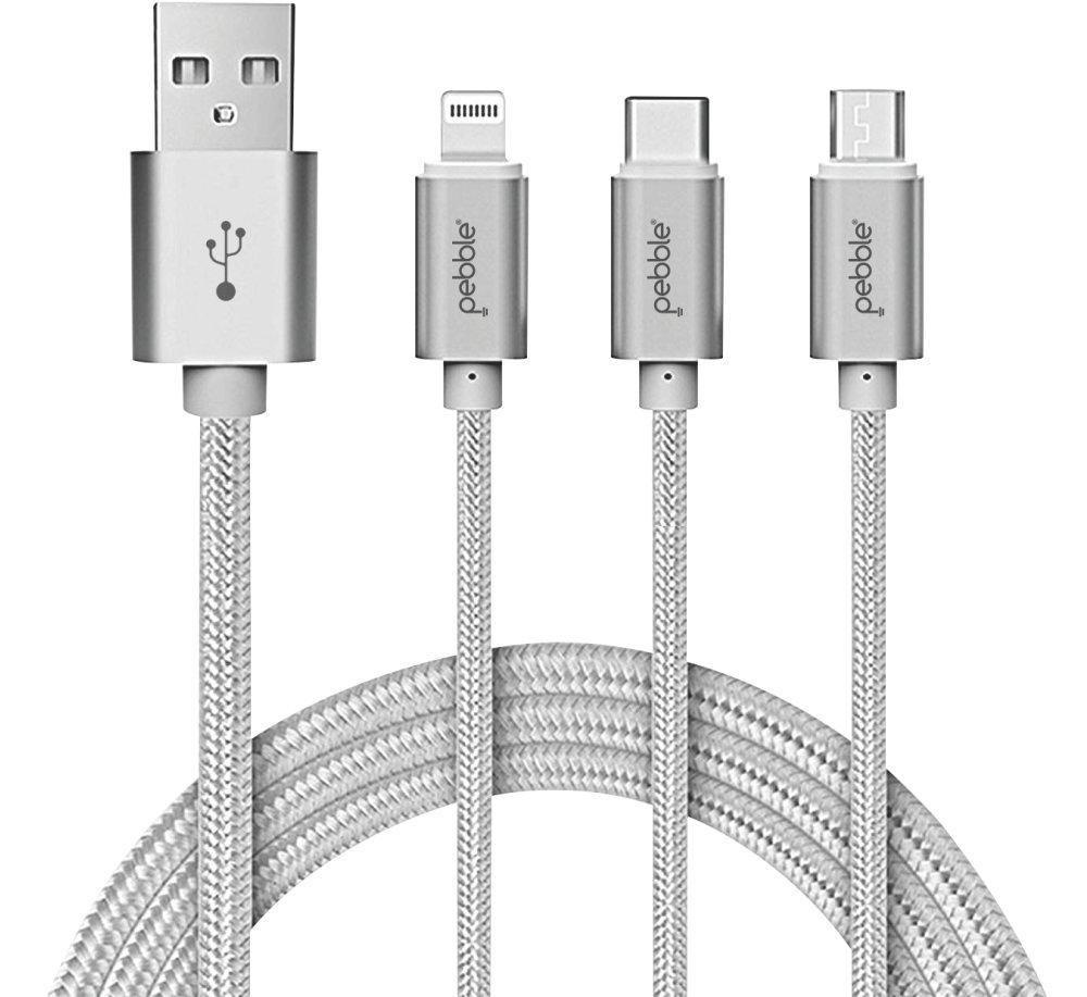 Pebble Nylon Braided 3 in 1 Charging Cable PNC311-Datacable-dealsplant