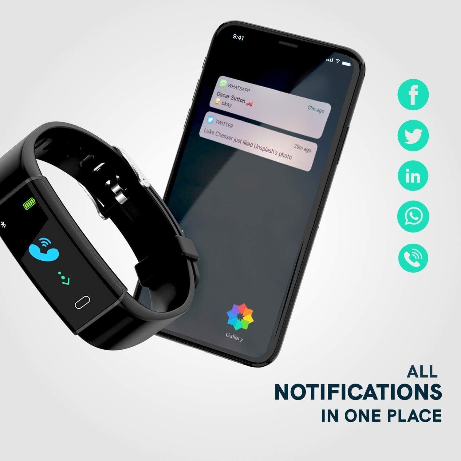 Pebble Kardio+ Fitness Tracker (Black) PFB-01-Smart Watch-dealsplant