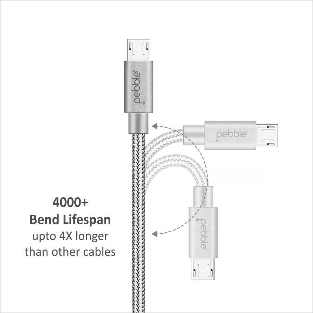 Pebble MicroUSB Fast Charge 1 Meter Nylon Braided with Fast Charging PNCM10-USB Charging Transfer cable-dealsplant