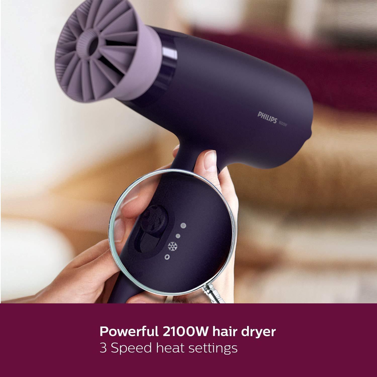 Philips Hair Dryer BHD318/00 1600W Thermoprotect AirFlower Advanced Ionic Care 3 Heat & Speed Settings to Give Frizz Free Shiny Hair-Hair Dryer-dealsplant