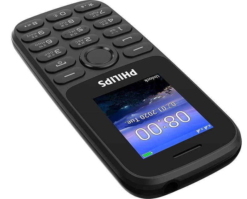 PHILIPS 1.8 inch Display, 32 MB Storage, 0.8 MP Camera, 1000 Phone Book Memory, VGA Video Recording, FM GSM Feature Phone (Black)-Mobile Phones-dealsplant