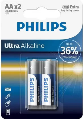 PHILIPS Ultra Alkaline AA Batteries, Pack of 2 Battery (Pack of 2)-Batteries-dealsplant
