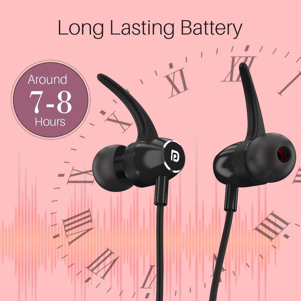 Portronics Harmonics 300 Stereo Wireless Bluetooth 5.0 Sports Headset with High Bass-Bluetooth Headsets-dealsplant