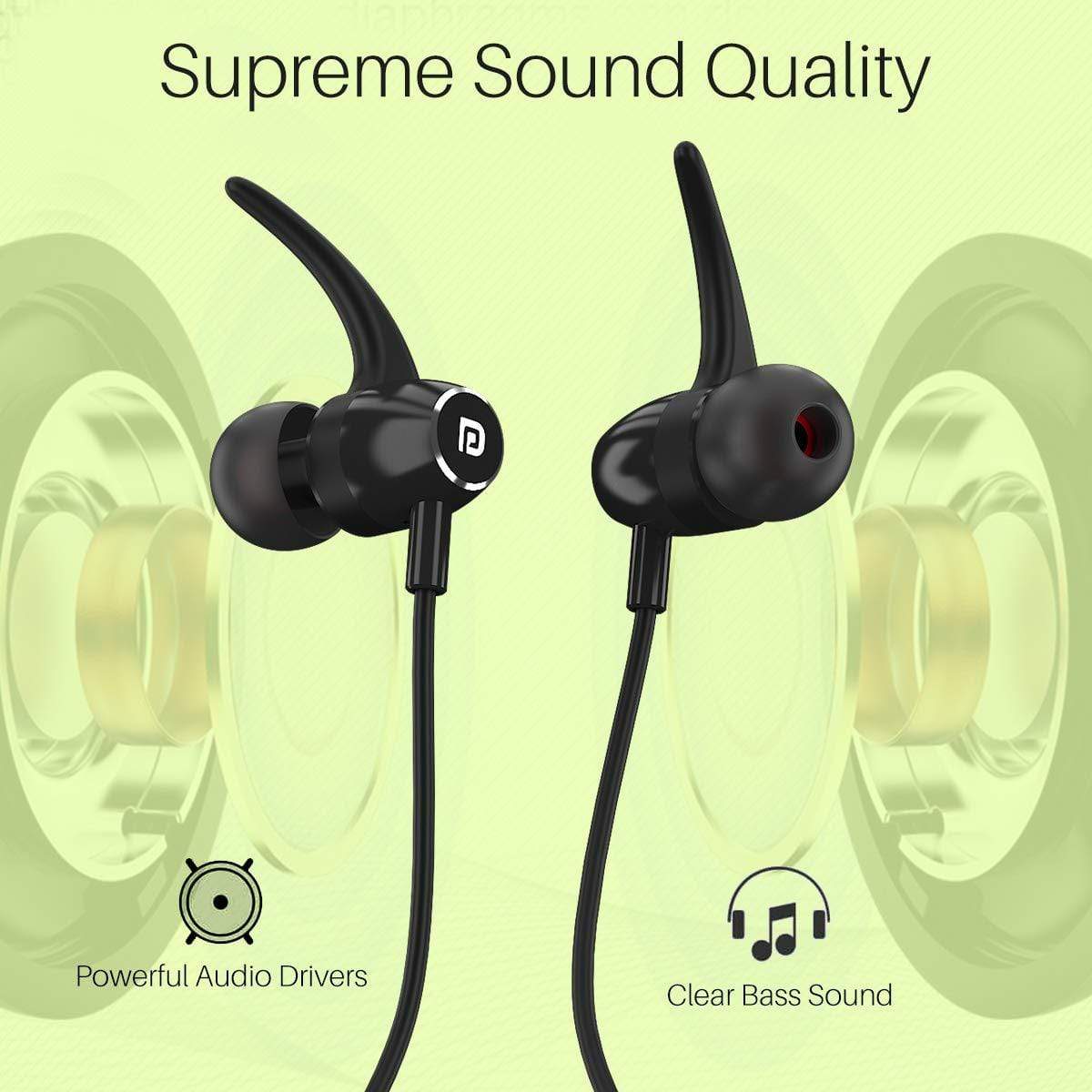 Portronics Harmonics 300 Stereo Wireless Bluetooth 5.0 Sports Headset with High Bass-Bluetooth Headsets-dealsplant