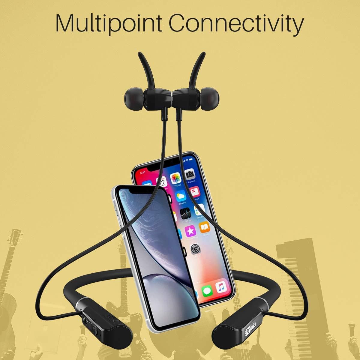 Portronics Harmonics 300 Stereo Wireless Bluetooth 5.0 Sports Headset with High Bass-Bluetooth Headsets-dealsplant