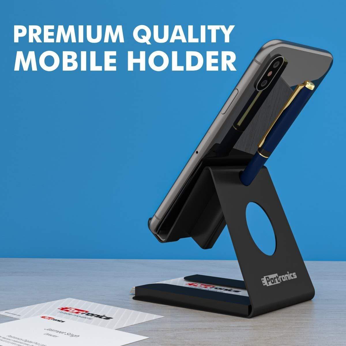 Portronics Modesk Plus POR-1196 Universal Mobile Phone Stand with Card Holder-Car Mobile Holder-dealsplant