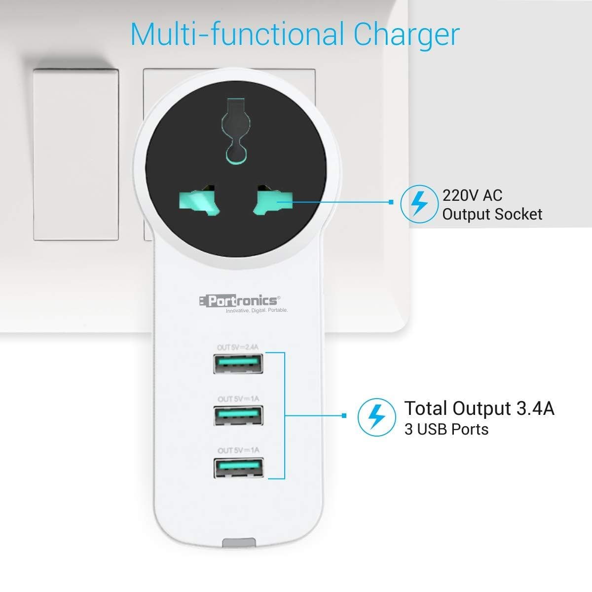 Portronics UniPower POR-077 Intelligent Portable Universal Desktop Charging Hub Station-Charger Pad-dealsplant