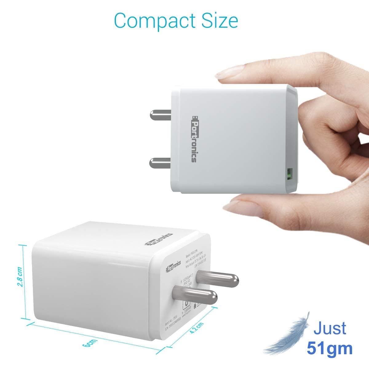 Portronics Adapto ONE 3A Fast Charging Adapter with 1M Type-C Cable-Chargers-dealsplant