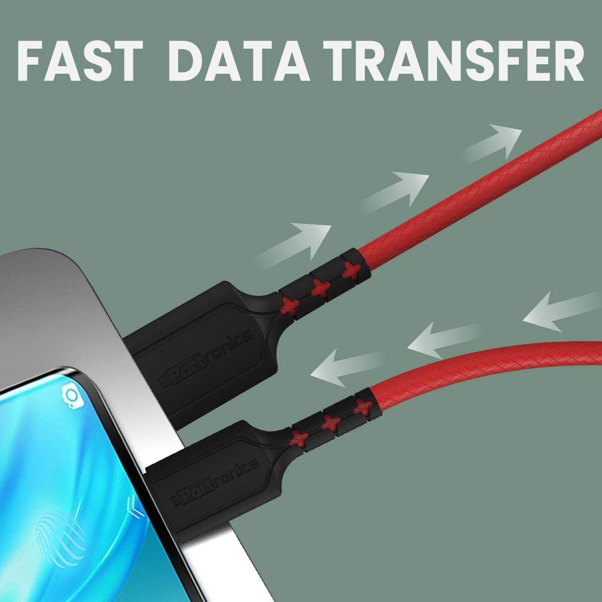 Portronics Konnect Dash Type-C Charging Cable Fast Charging 5.0A with Data Transfer, 1 meter with Leather Finish-Charging Cable-dealsplant