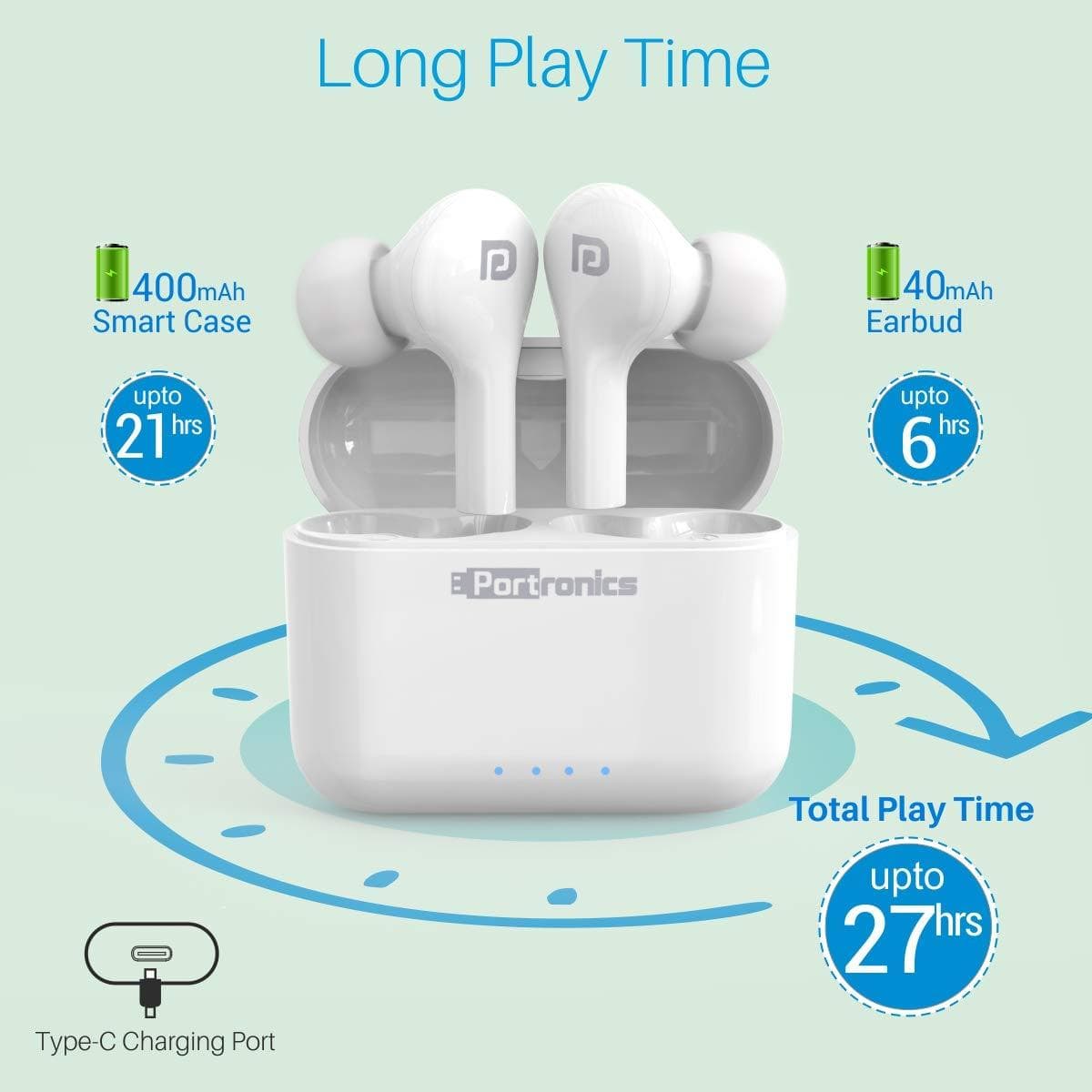 Portronics Harmonics Twins 33 Smart Bluetooth Truly Wireless TWS Ear Buds-ear buds-dealsplant